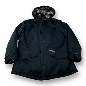 Ralph Lauren Polo Jeans Company Full Zip Hooded Cotton Jacket Black w Wool Large